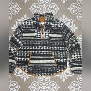 LV Black and Cream Patterned Half-Zip Sweatshirt